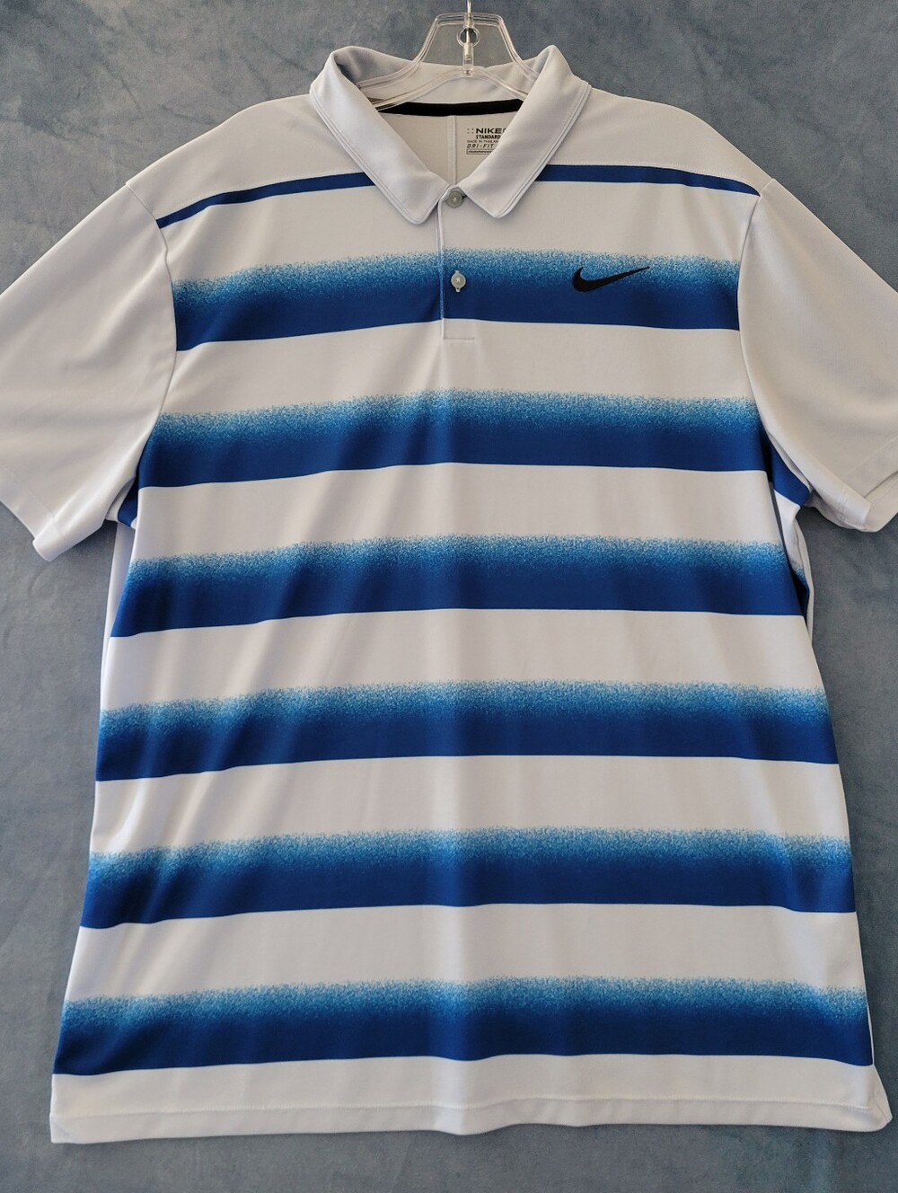 Nike Golf Victory Polo Shirt Men's XL Dri-Fit Blue Stripes Stretch Standard Fit